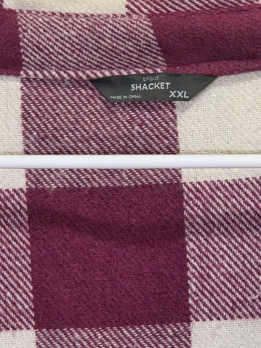 Plaid Utility Jacket in Burgundy & Cream